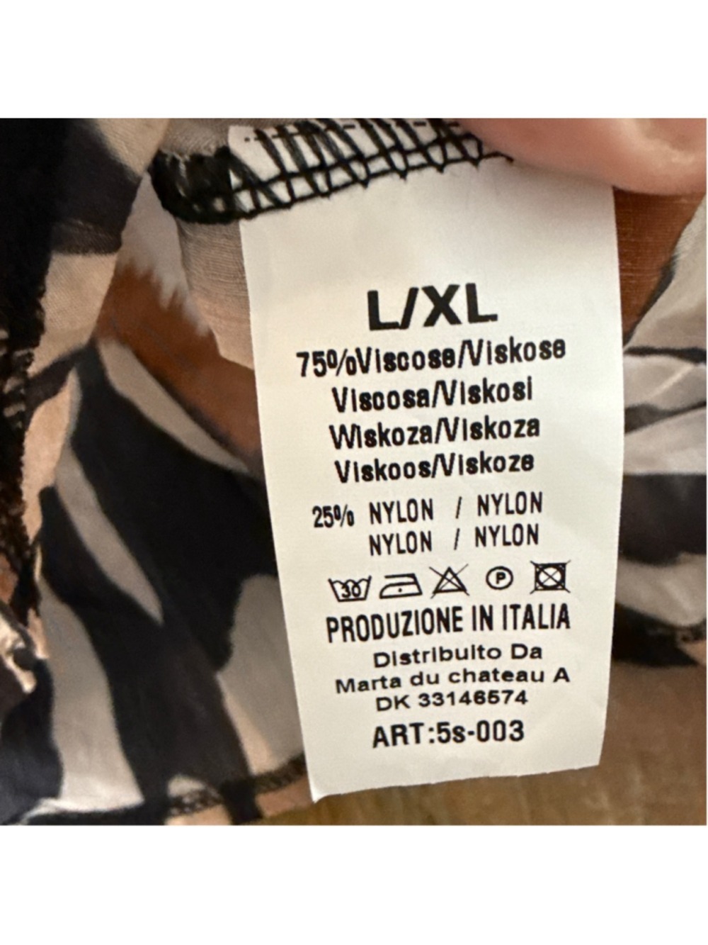 Marta Black Brown Tie Dye Blouse Large Animal Print Ruffle Collar - Picture 7 of 10